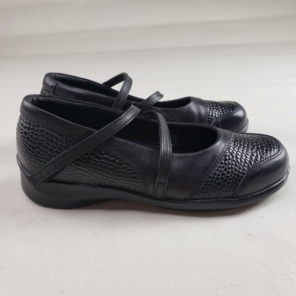 Aetrex Julia Mary Jane Shoe Womens 6.5 X Wide Black Leather Hook Loop Comfort - Picture 2 of 10